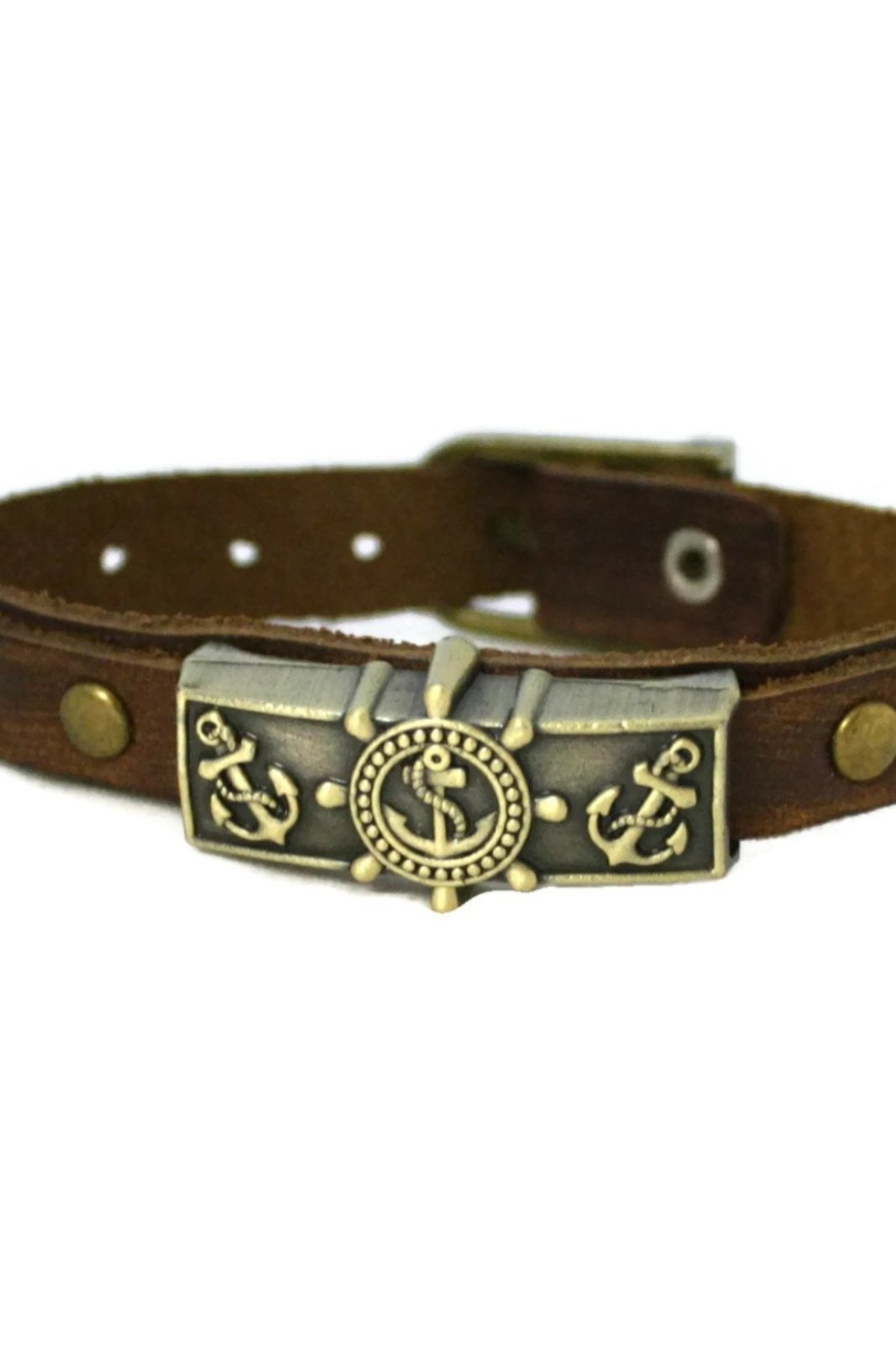 Studded Anchor Leather Essential Oil Bracelet- Unisex Men/Women-Diffuser Bracelet-Destination Oils