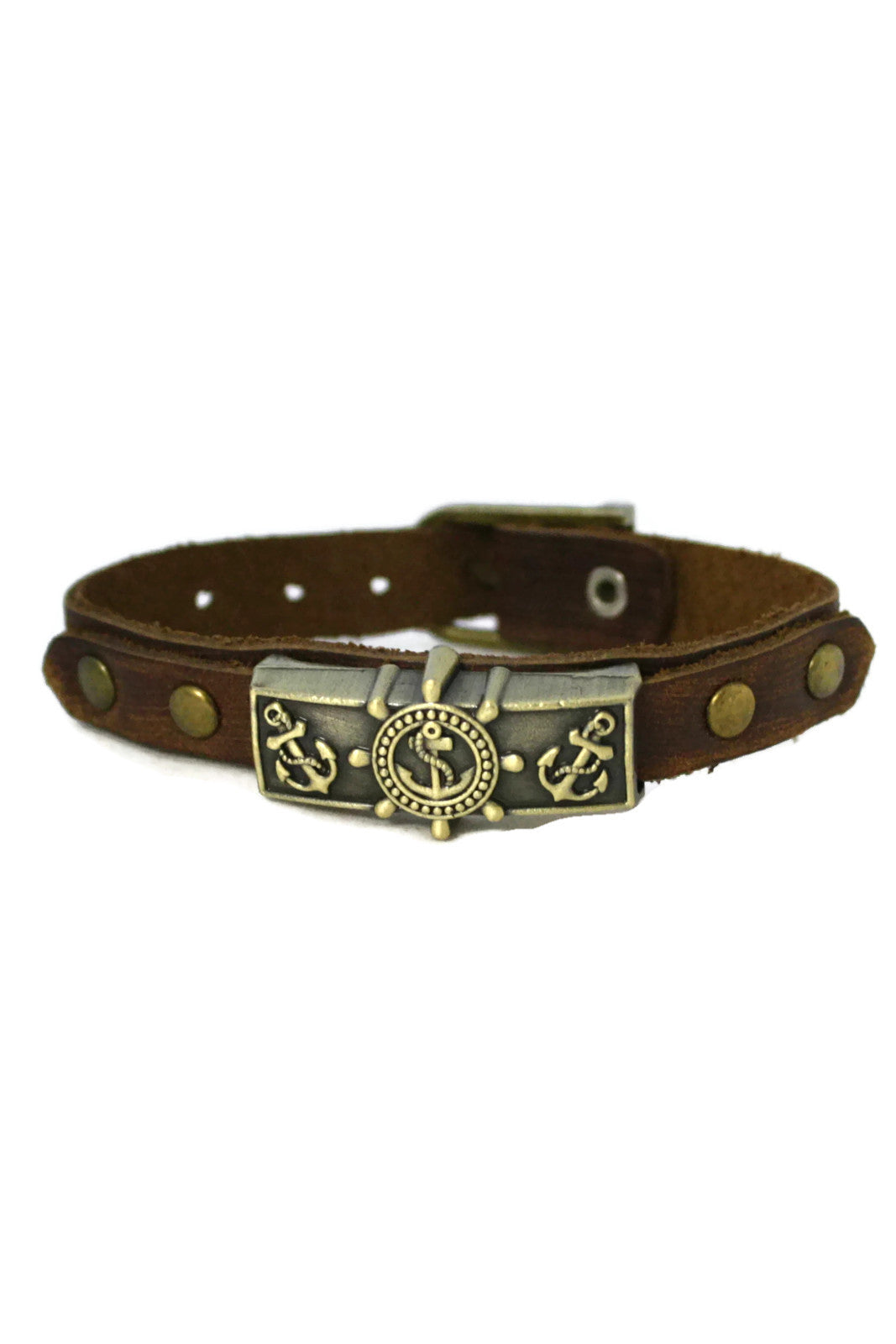 Studded Anchor Leather Essential Oil Bracelet- Unisex Men/Women-Diffuser Bracelet-Destination Oils