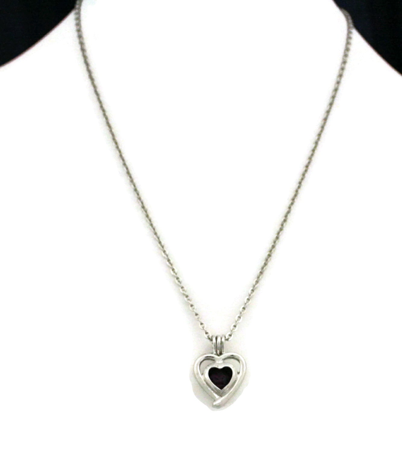 Beloved Silver Heart Essential Oil Diffuser Necklace- 18"- Cage Pendant-Diffuser Necklace-Destination Oils