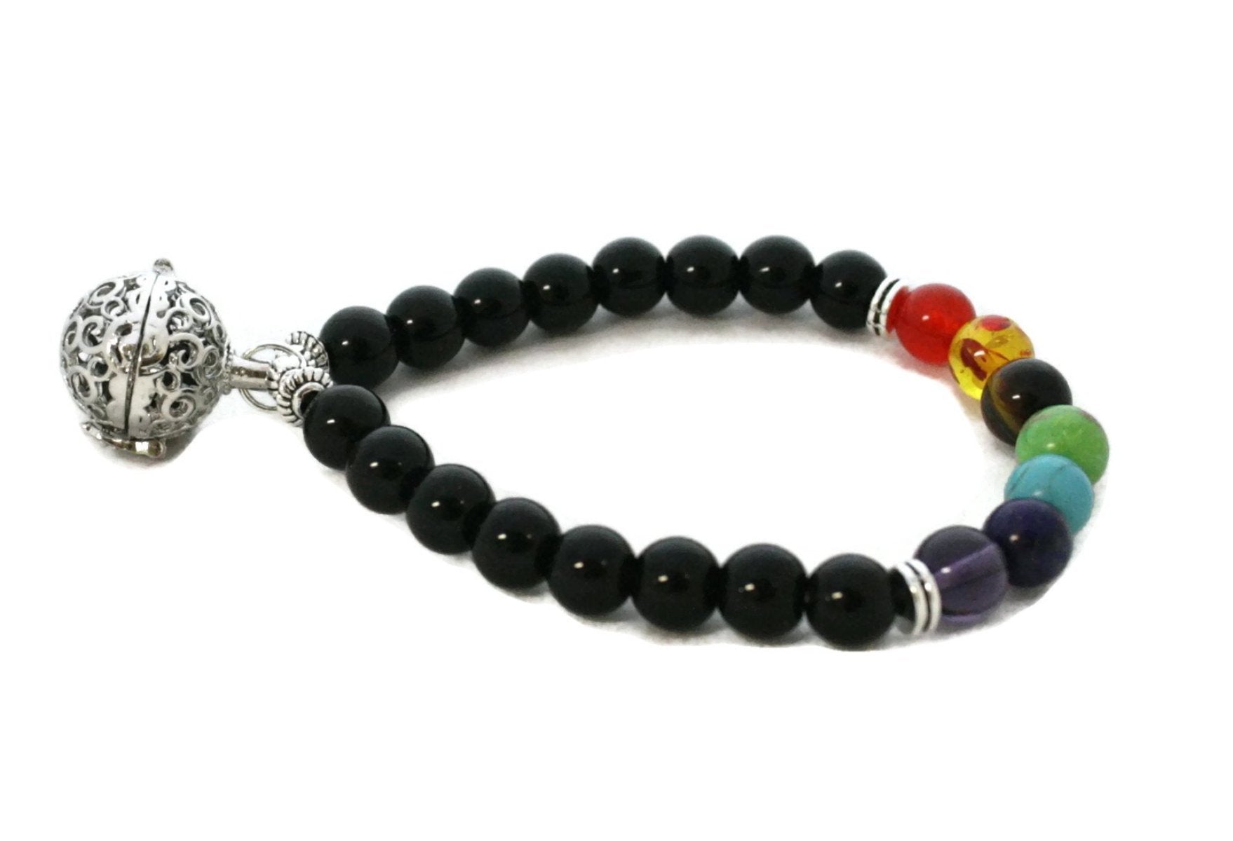 7 Chakra Essential Oil Diffuser Bracelet- Black Onyx Stone-Diffuser Bracelet-Destination Oils