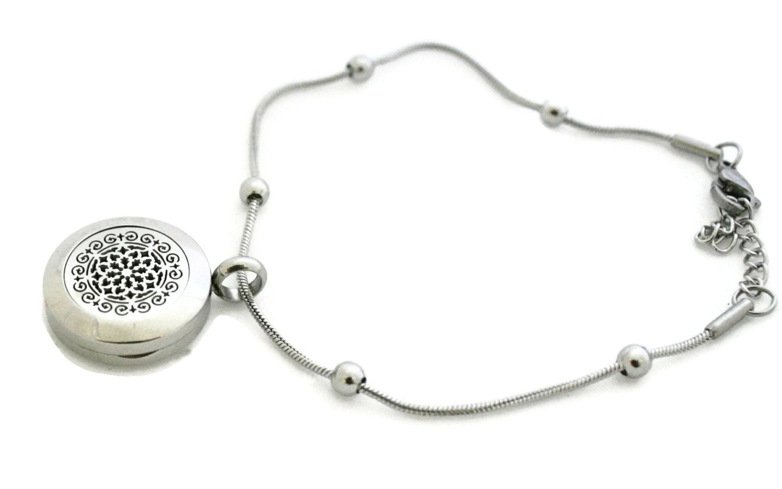 Charmed Filigree Essential Oil Diffuser Bracelet- Stainless Steel- 20mm-Diffuser Bracelet-Destination Oils