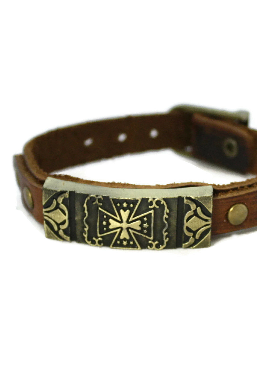 Studded Cross Leather Essential Oil Bracelet- Unisex Men/Women-Diffuser Bracelet-Destination Oils