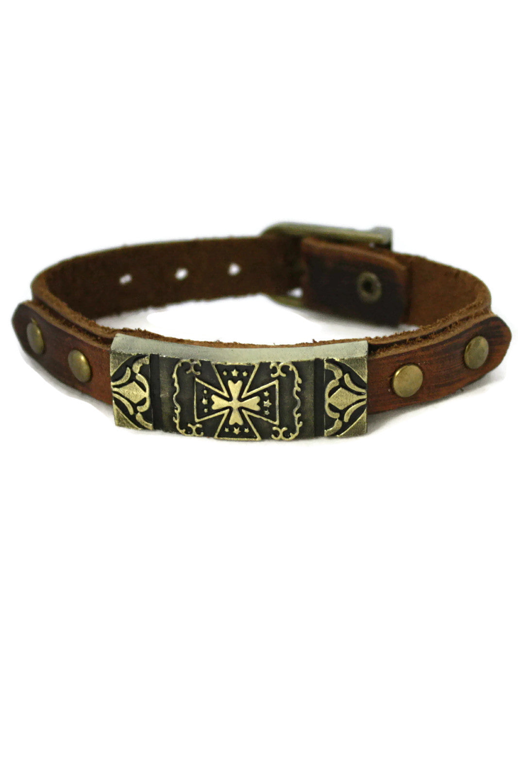 Studded Cross Leather Essential Oil Bracelet- Unisex Men/Women-Diffuser Bracelet-Destination Oils