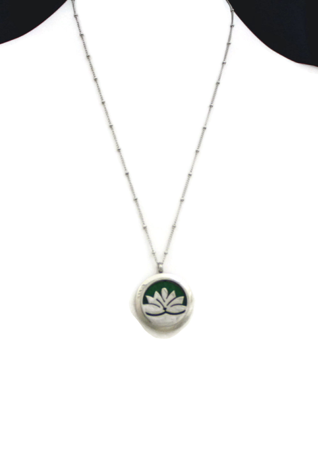 Lotus Flower 316L Stainless Steel Essential Oil Diffuser Necklace- 30mm- 20"-Diffuser Necklace-Destination Oils