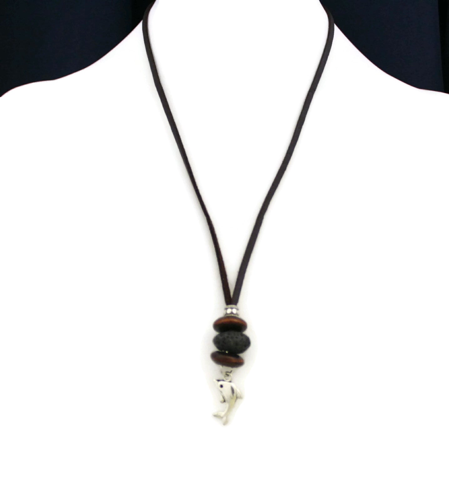 Dolphin Essential Oil Diffuser Necklace- 18-20" Leather Cord-Diffuser Necklace-Destination Oils