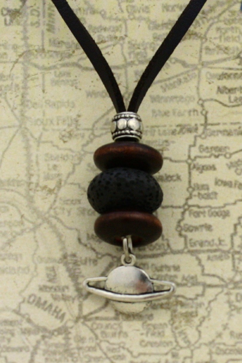 Galaxy Planet Essential Oil Diffuser Necklace- 18-20" Leather Cord-Diffuser Necklace-Destination Oils