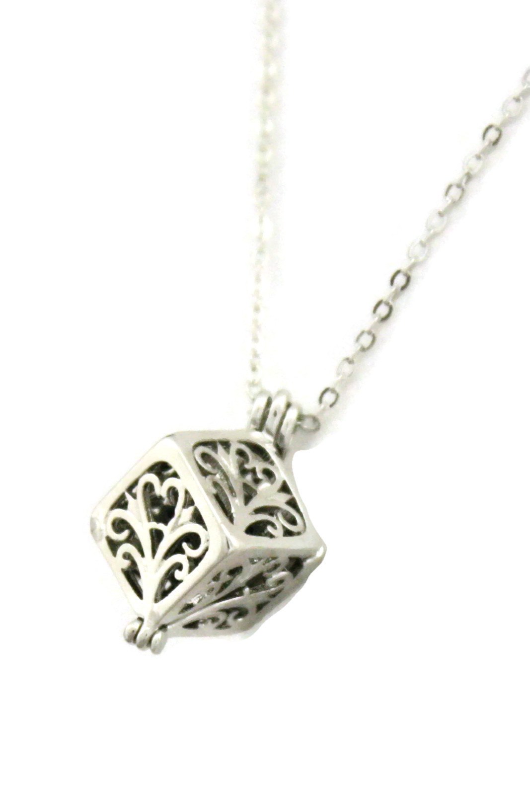 Wish Prayer Box Silver Essential Oil Diffuser Necklace- 18"-Diffuser Necklace-Destination Oils