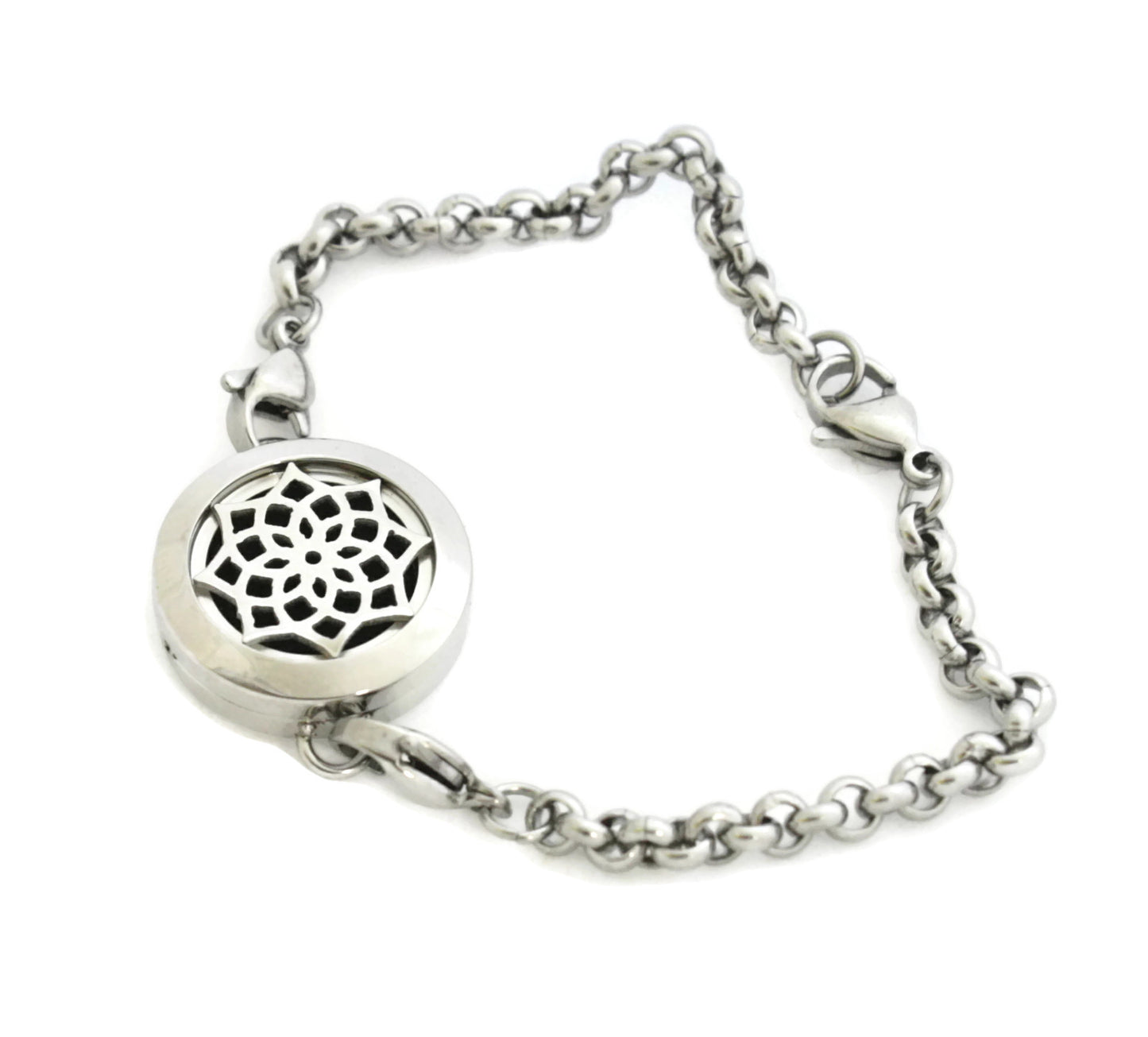 Sacred Lotus Stainless Steel Essential Oil Diffuser Bracelet- 20mm-Diffuser Bracelet-Destination Oils