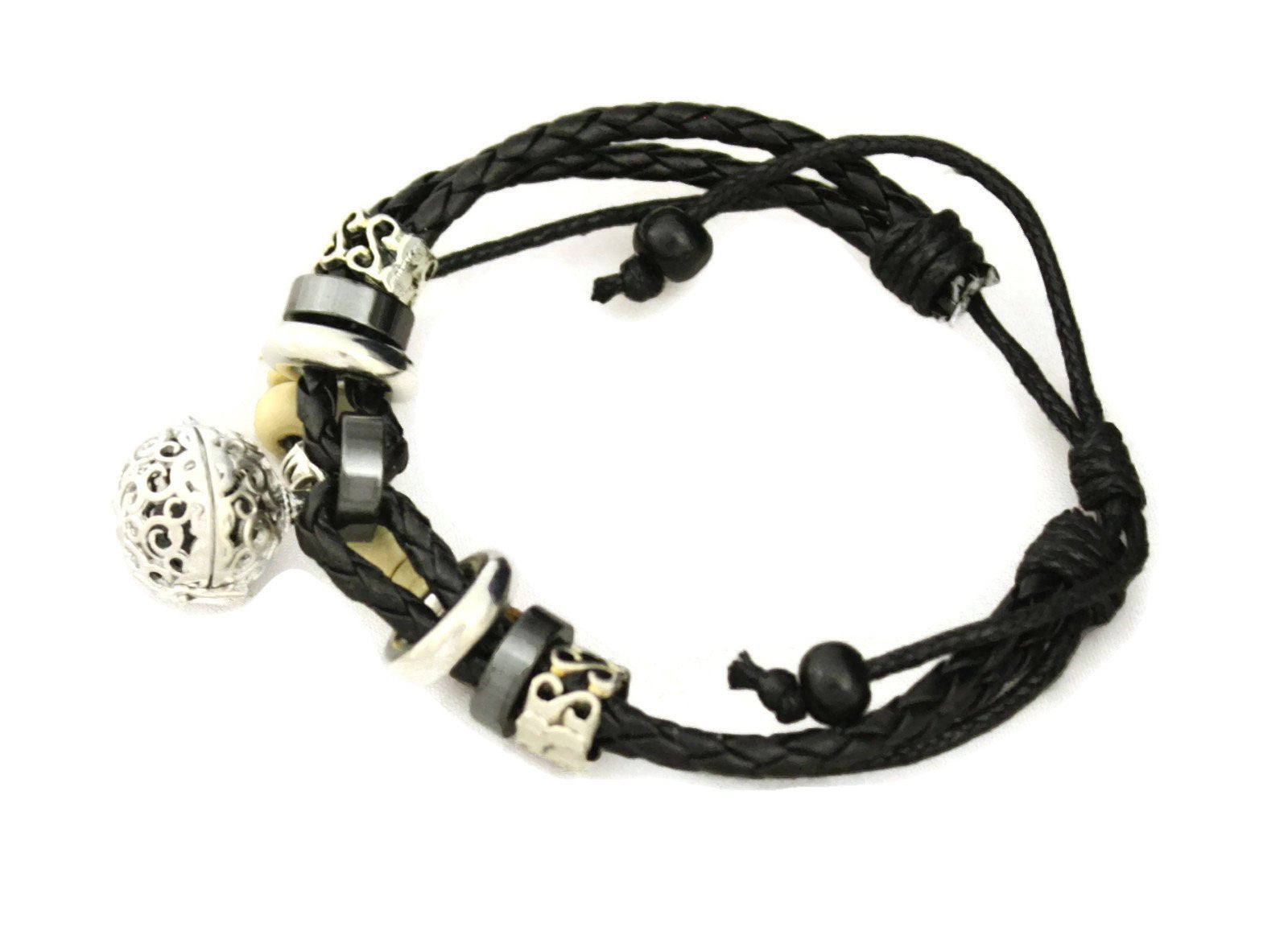 Unite Essential Oil Diffuser Bracelet- Braided Black Leather-Diffuser Bracelet-Destination Oils