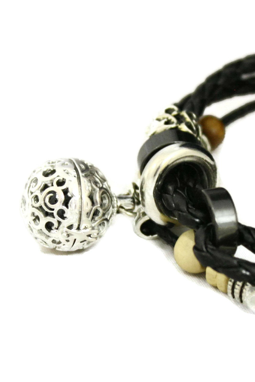 Unite Essential Oil Diffuser Bracelet- Braided Black Leather-Diffuser Bracelet-Destination Oils